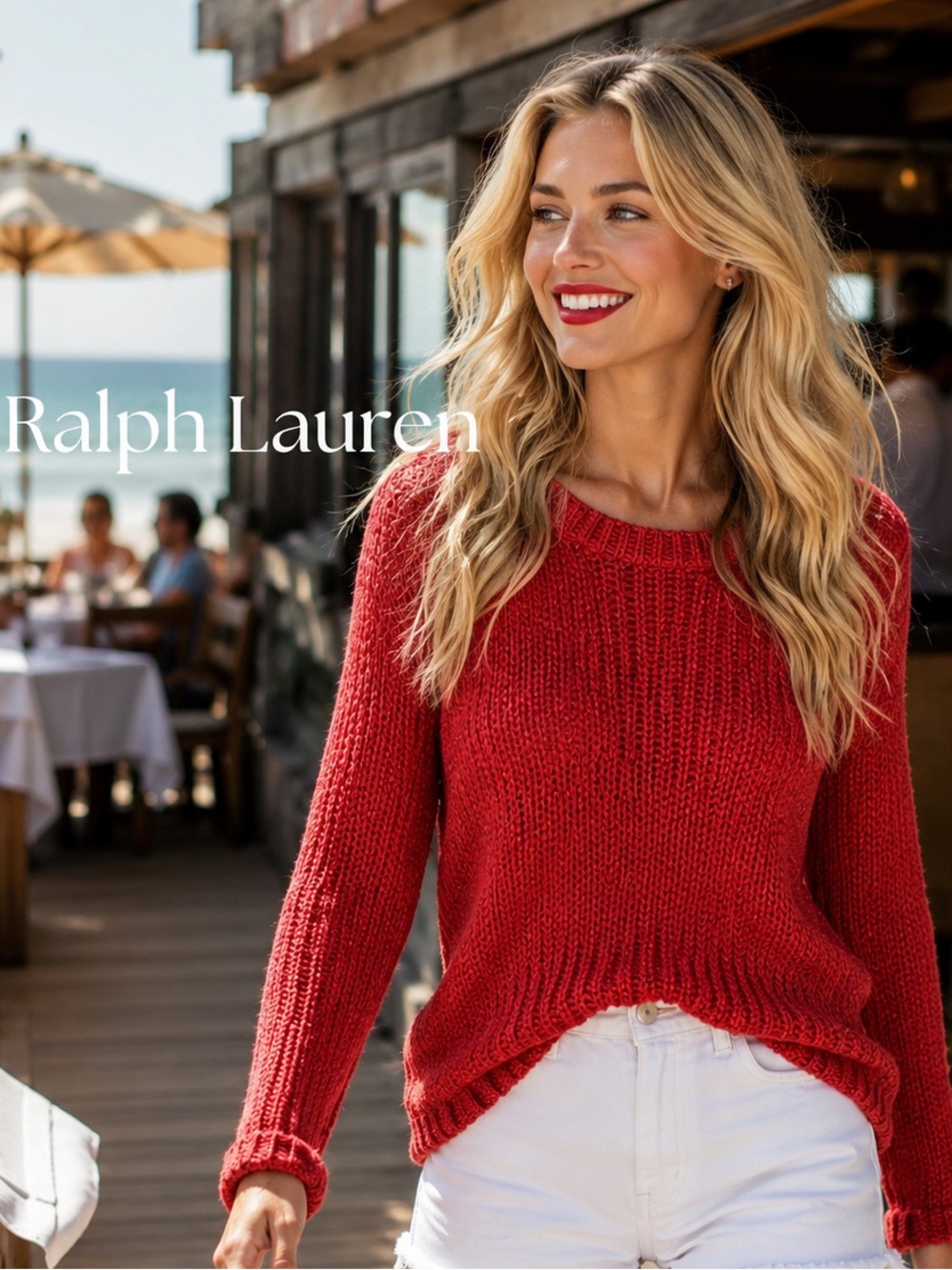 🌸Ralph Lauren Women's Red 💯Cotton Knit Sweater sizeL preppy cozy casual academia